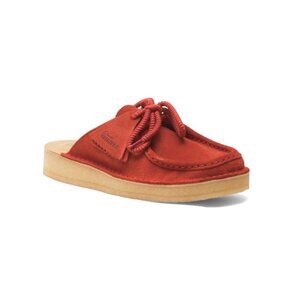 CLARKS Red Made In Portugal Suede Desert Nomad Mule Comfort Shoes